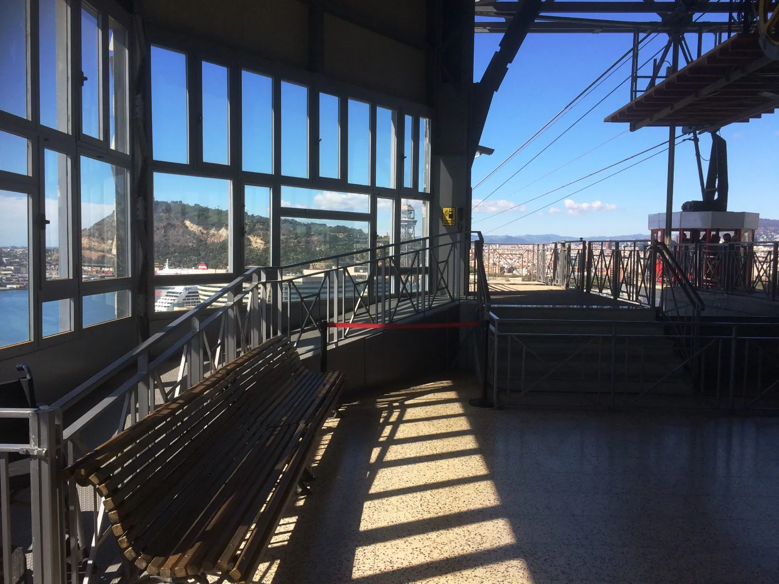 Barceloneta cable car upstairs